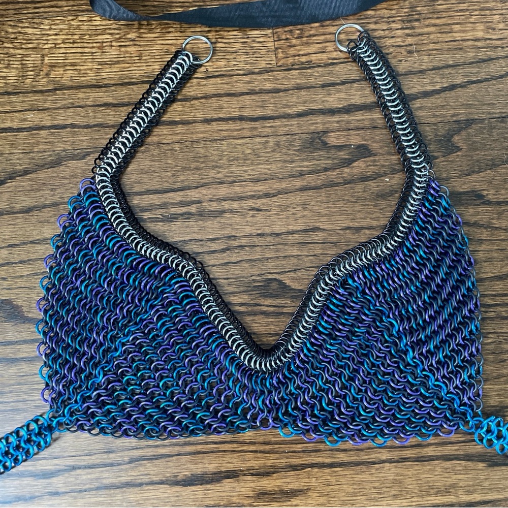 Chainmail Bikini Top Aluminum Purple, Blue, Silver Black